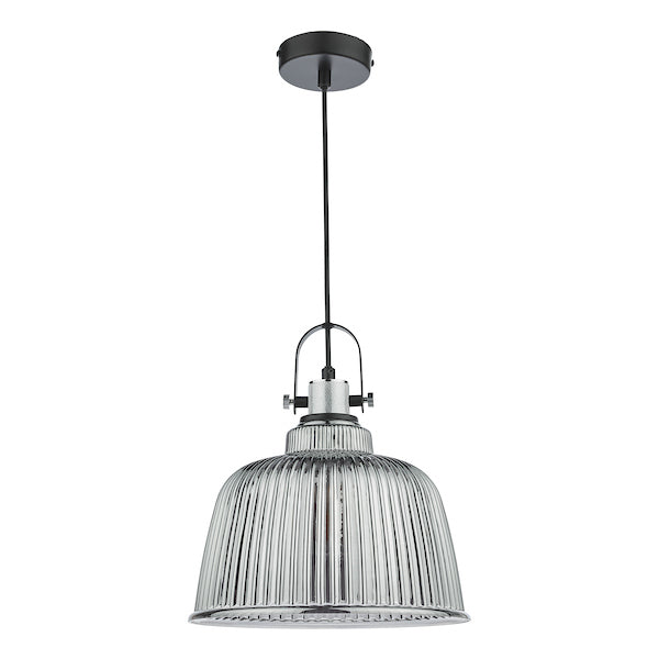 Dar Rhode Single Large Pendant Polished Chrome Smoked Glass – from Amos Lighting + Home