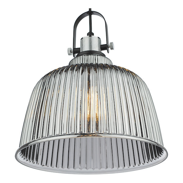 Dar Rhode Single Large Pendant Polished Chrome Smoked Glass – from Amos Lighting + Home
