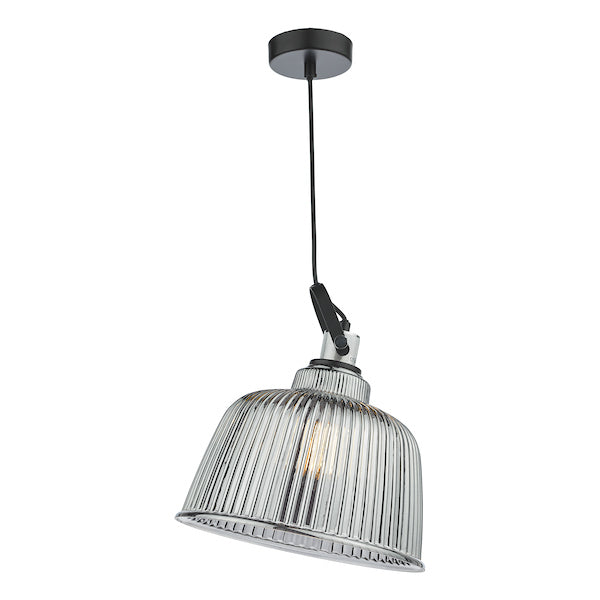 Dar Rhode Single Large Pendant Polished Chrome Smoked Glass – from Amos Lighting + Home
