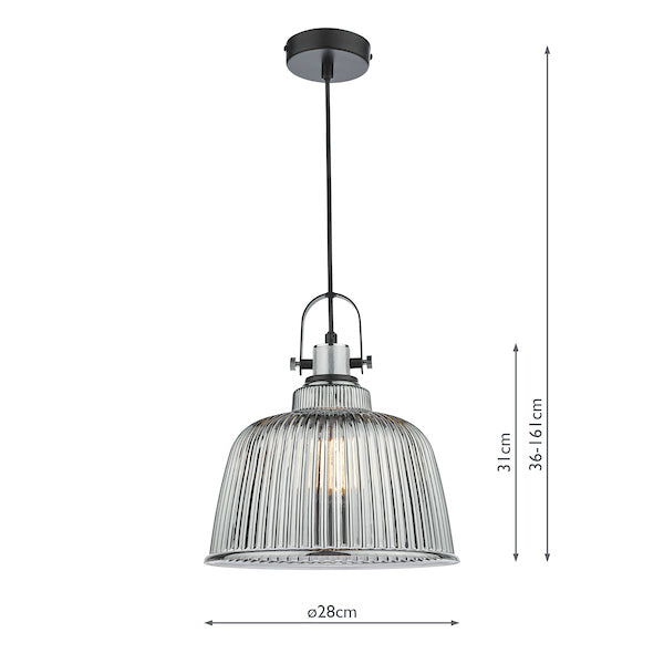 Dar Rhode Single Large Pendant Polished Chrome Smoked Glass – from Amos Lighting + Home