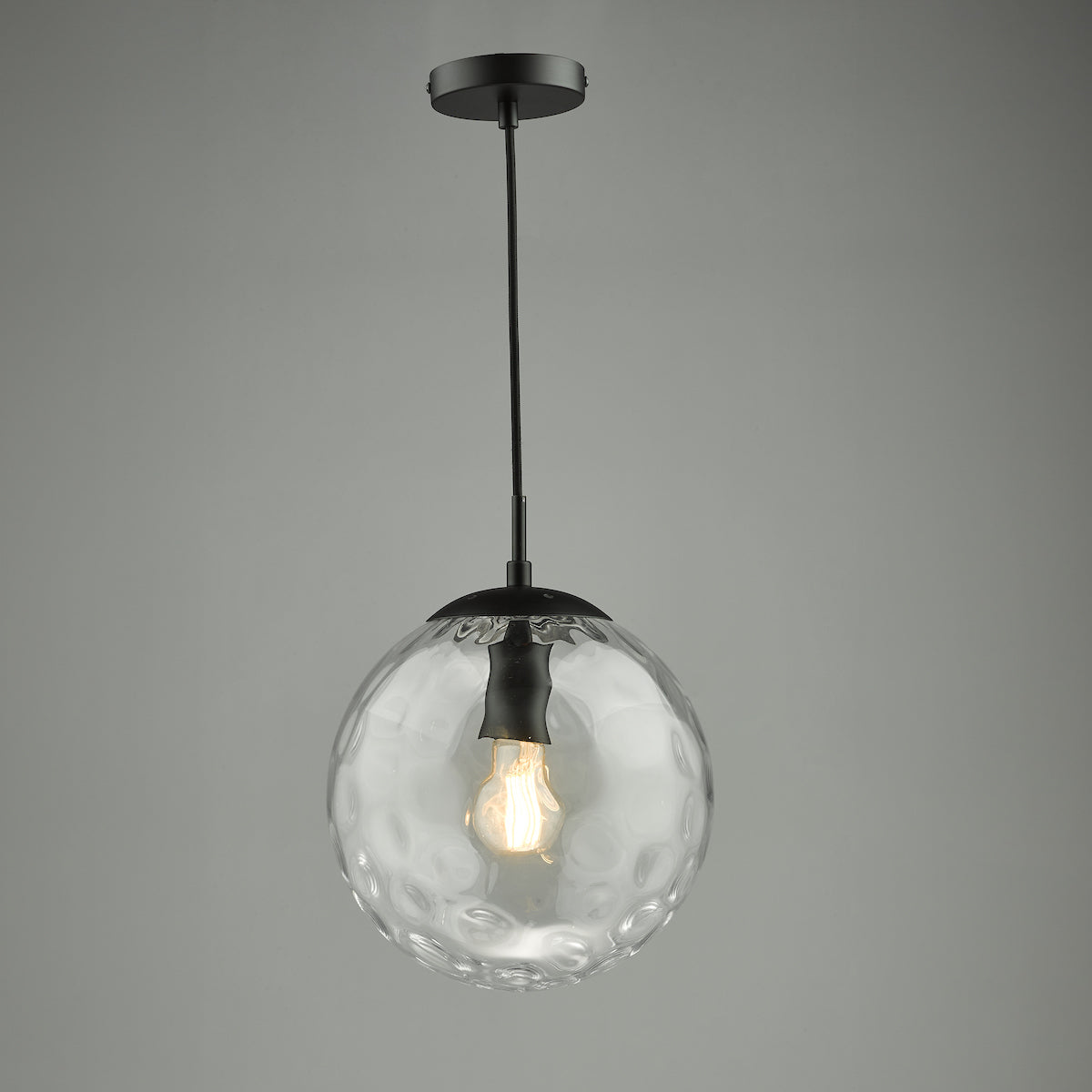 Dar Ripple Pendant Matt Black & Clear Glass – from Amos Lighting + Home