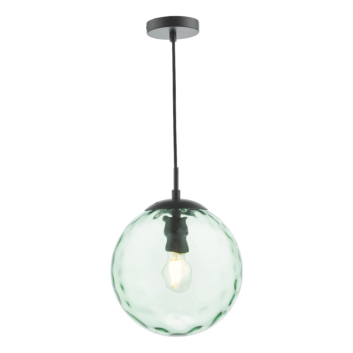 Dar Ripple Pendant Matt Black & Green Glass – from Amos Lighting + Home