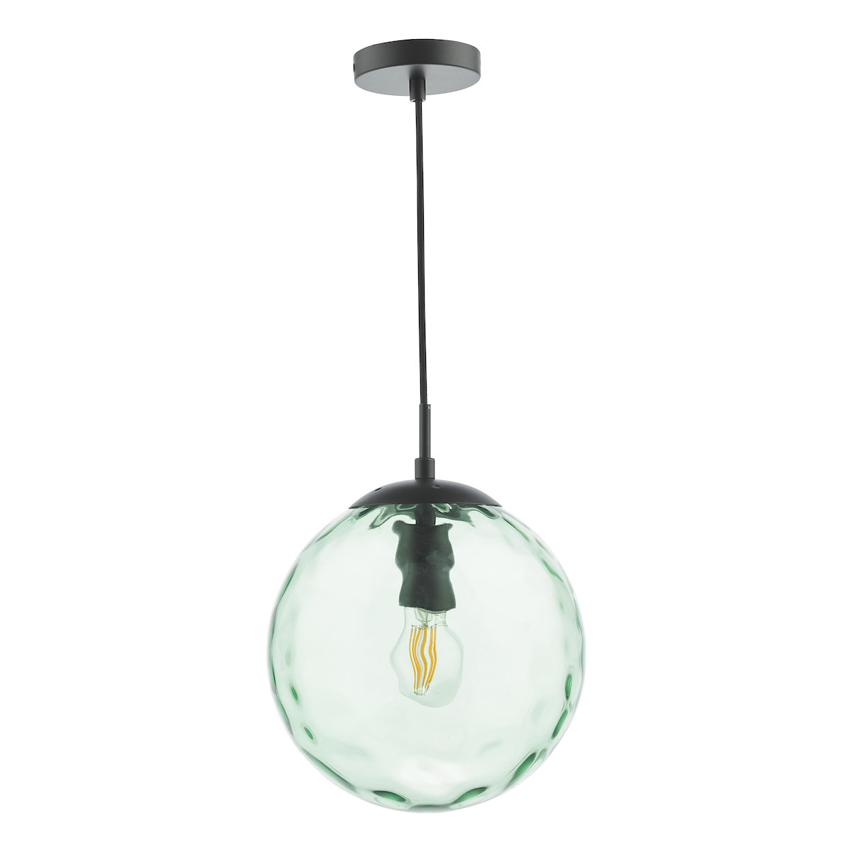 Dar Ripple Pendant Matt Black & Green Glass – from Amos Lighting + Home