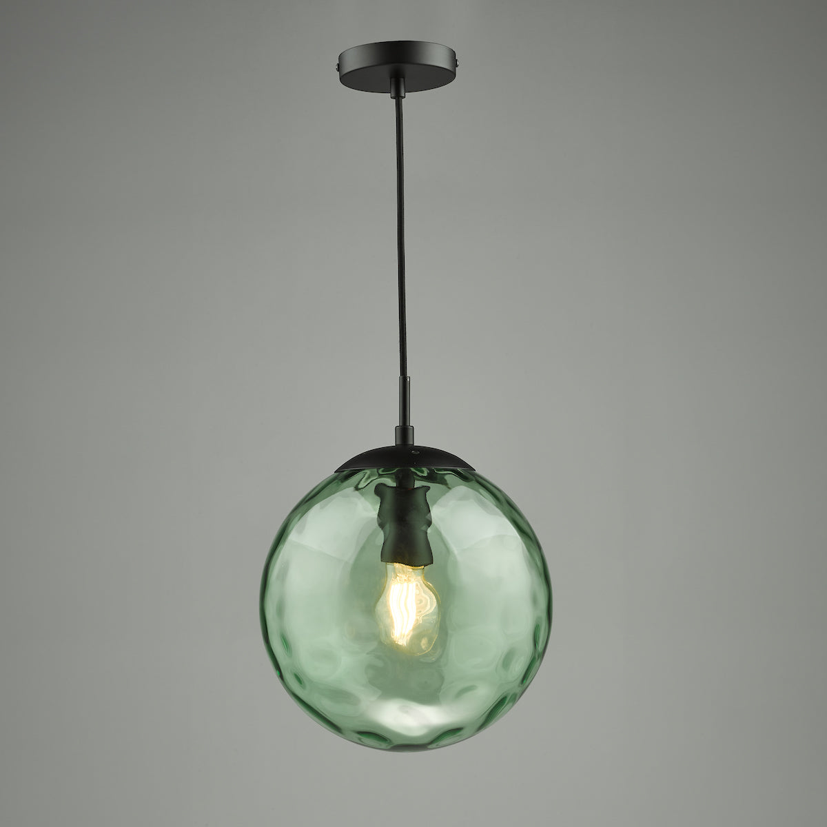 Dar Ripple Pendant Matt Black & Green Glass – from Amos Lighting + Home