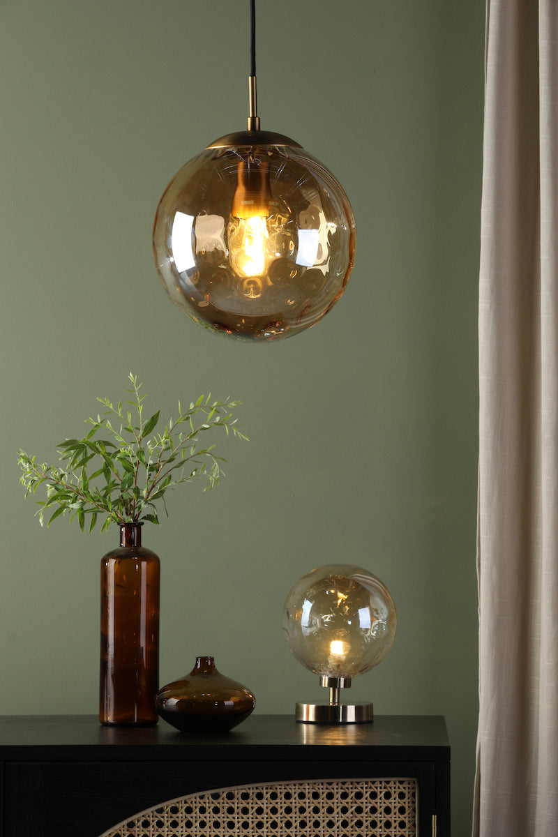 Dar Ripple Single Pendant Bronze and Champagne Glass – from Amos Lighting + Home