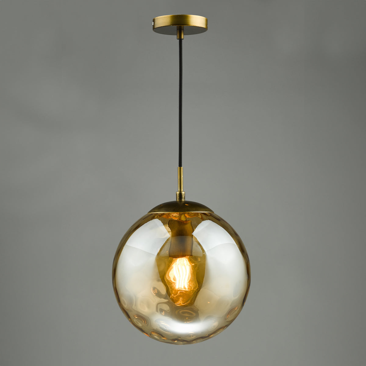 Dar Ripple Single Pendant Bronze and Champagne Glass – from Amos Lighting + Home