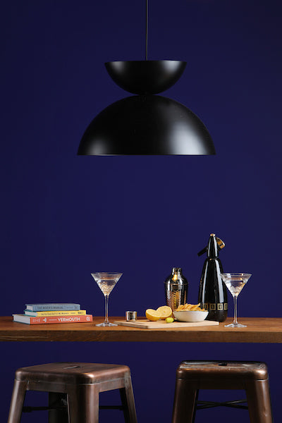 Dar Riya Japandi Style Pendant Satin Black – from Amos Lighting + Home