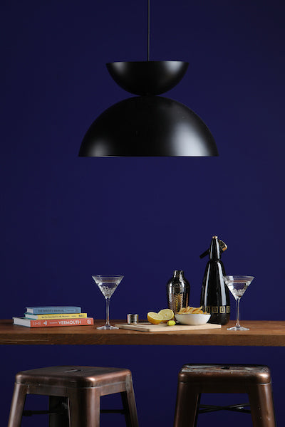 Dar Riya Japandi Style Pendant Satin Black – from Amos Lighting + Home