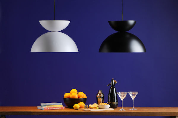 Dar Riya Japandi Style Pendant Satin Black – from Amos Lighting + Home