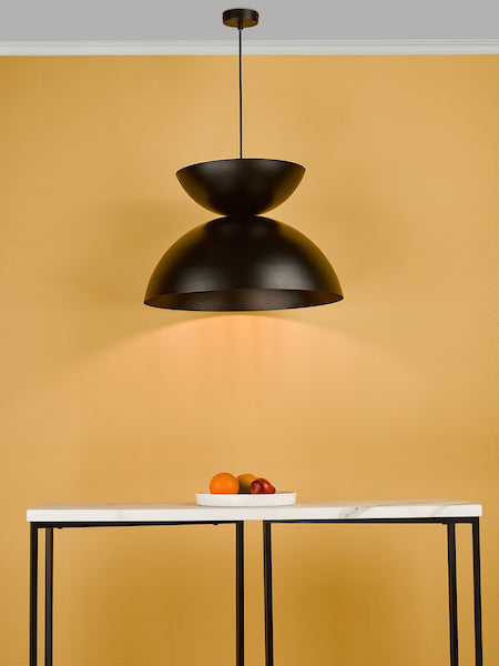 Dar Riya Japandi Style Pendant Satin Black – from Amos Lighting + Home