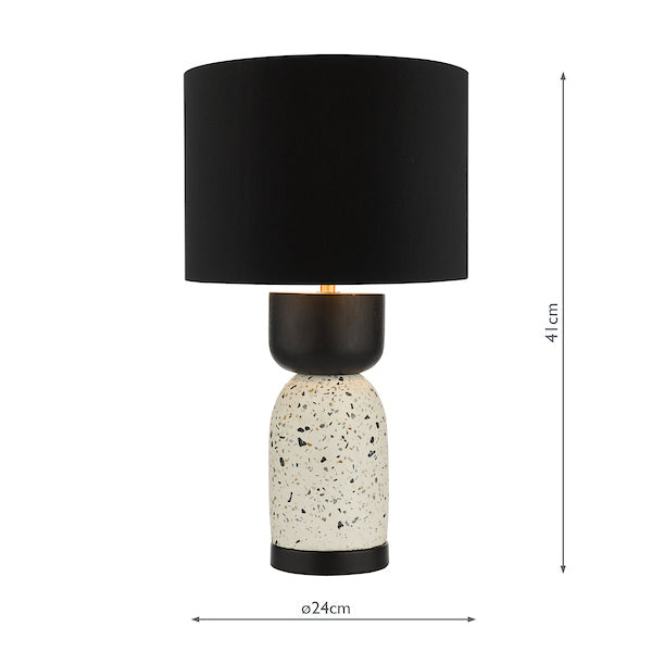Dar Roja Table Lamp Terrazzo & Black Wood with Shade – from Amos Lighting + Home