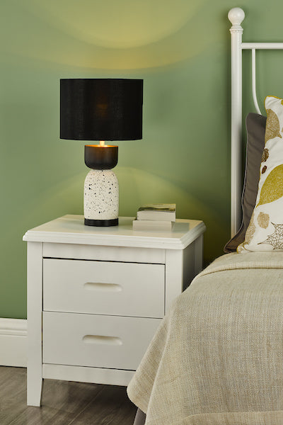 Dar Roja Table Lamp Terrazzo & Black Wood with Shade – from Amos Lighting + Home