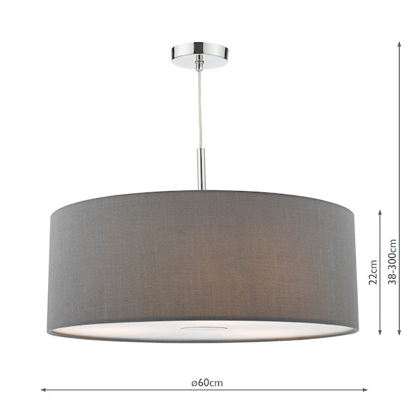 Dar Ronda 60cm 3 Light Pendant Slate Grey – from Amos Lighting + Home