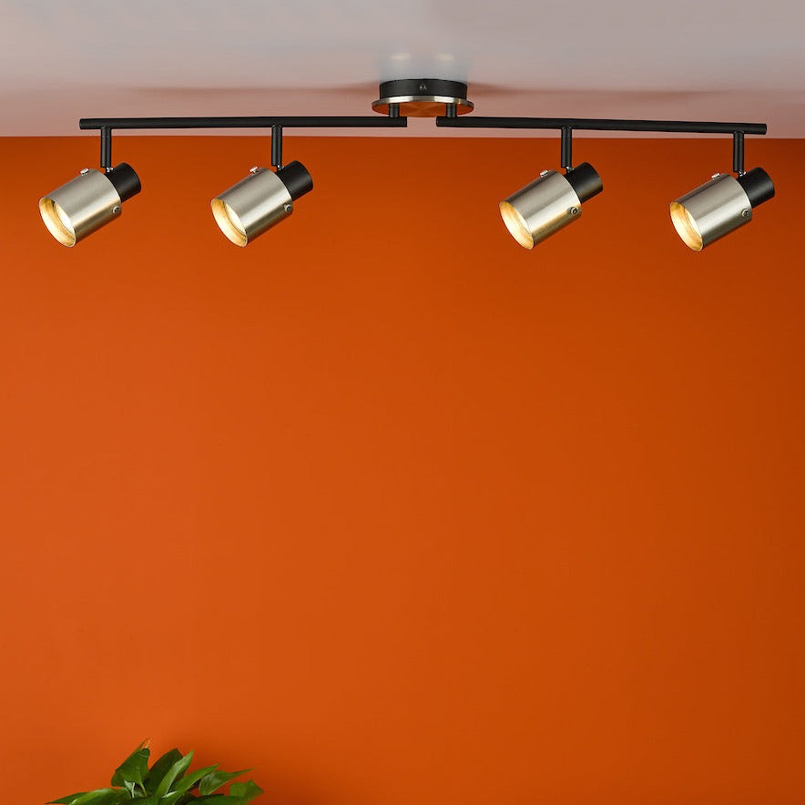 Dar Ryan 4 Bar Spotlight Brushed Nickel & Matt Black – from Amos Lighting + Home