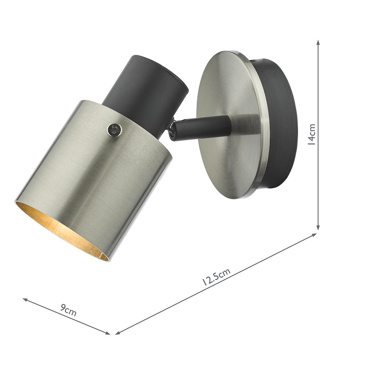 Dar Ryan Single Spotlight Brushed Nickel & Matt Black – from Amos Lighting + Home