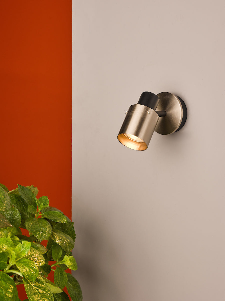 Dar Ryan Single Spotlight Brushed Nickel & Matt Black – from Amos Lighting + Home