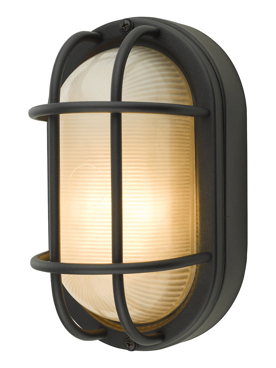 Dar Salcombe Outdoor Wall Light Oval Matt Black IP44 – from Amos Lighting + Home