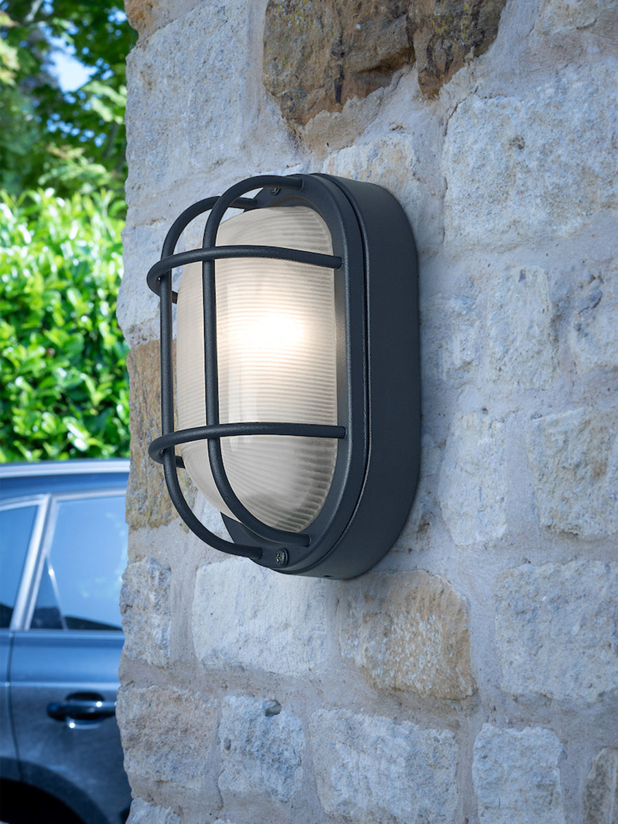 Dar Salcombe Outdoor Wall Light Oval Matt Black IP44 – from Amos Lighting + Home