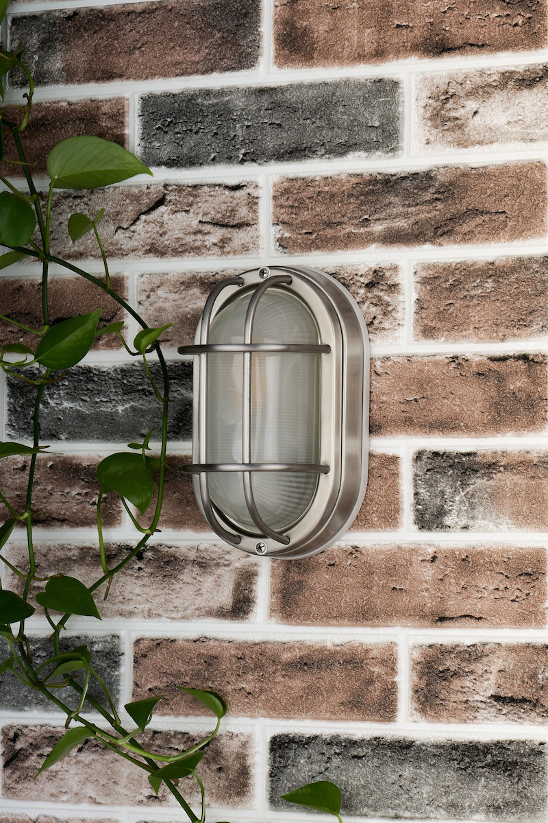 Dar Salcombe Outdoor Wall Light Oval Stainless Steel IP44 – from Amos Lighting + Home