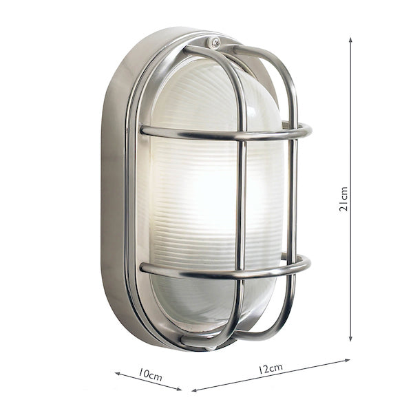 Dar Salcombe Outdoor Wall Light Oval Stainless Steel IP44 – from Amos Lighting + Home