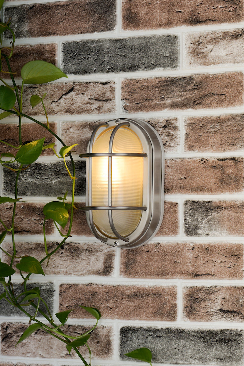Dar Salcombe Outdoor Wall Light Oval Stainless Steel IP44 – from Amos Lighting + Home