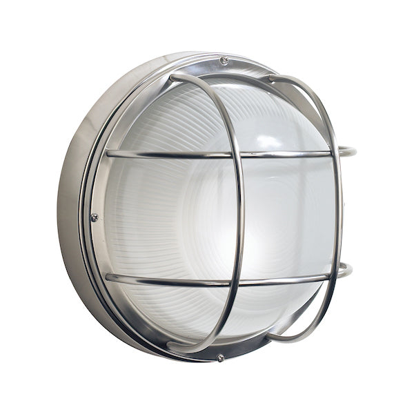 Dar Salcombe Outdoor Wall Light Round Stainless Steel IP44 – from Amos Lighting + Home