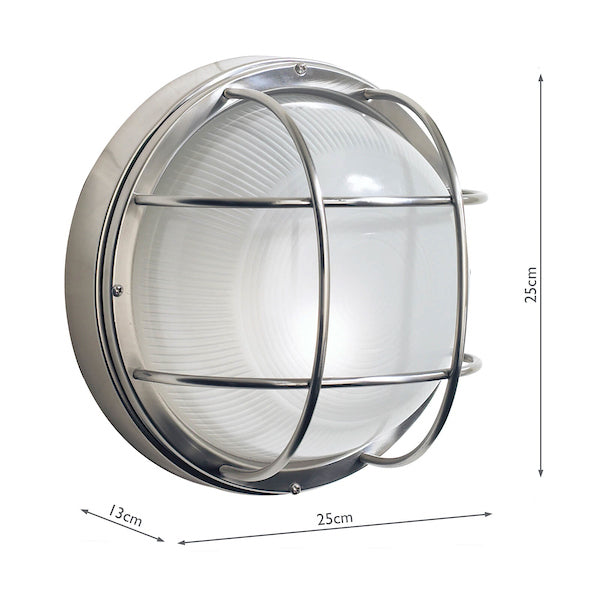 Dar Salcombe Outdoor Wall Light Round Stainless Steel IP44 – from Amos Lighting + Home