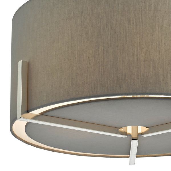 Dar Santino Pendant Satin Chrome With Grey Cotton Shade – from Amos Lighting + Home