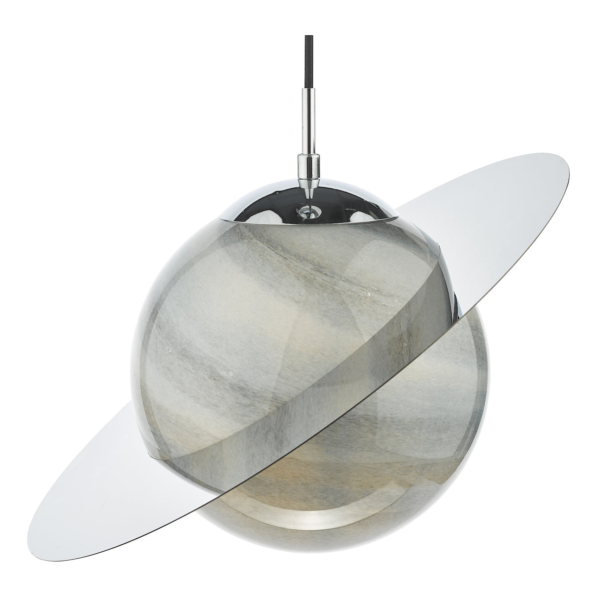 Dar Saturn Pendant Planet Style Glass and Polished Chrome – from Amos Lighting + Home