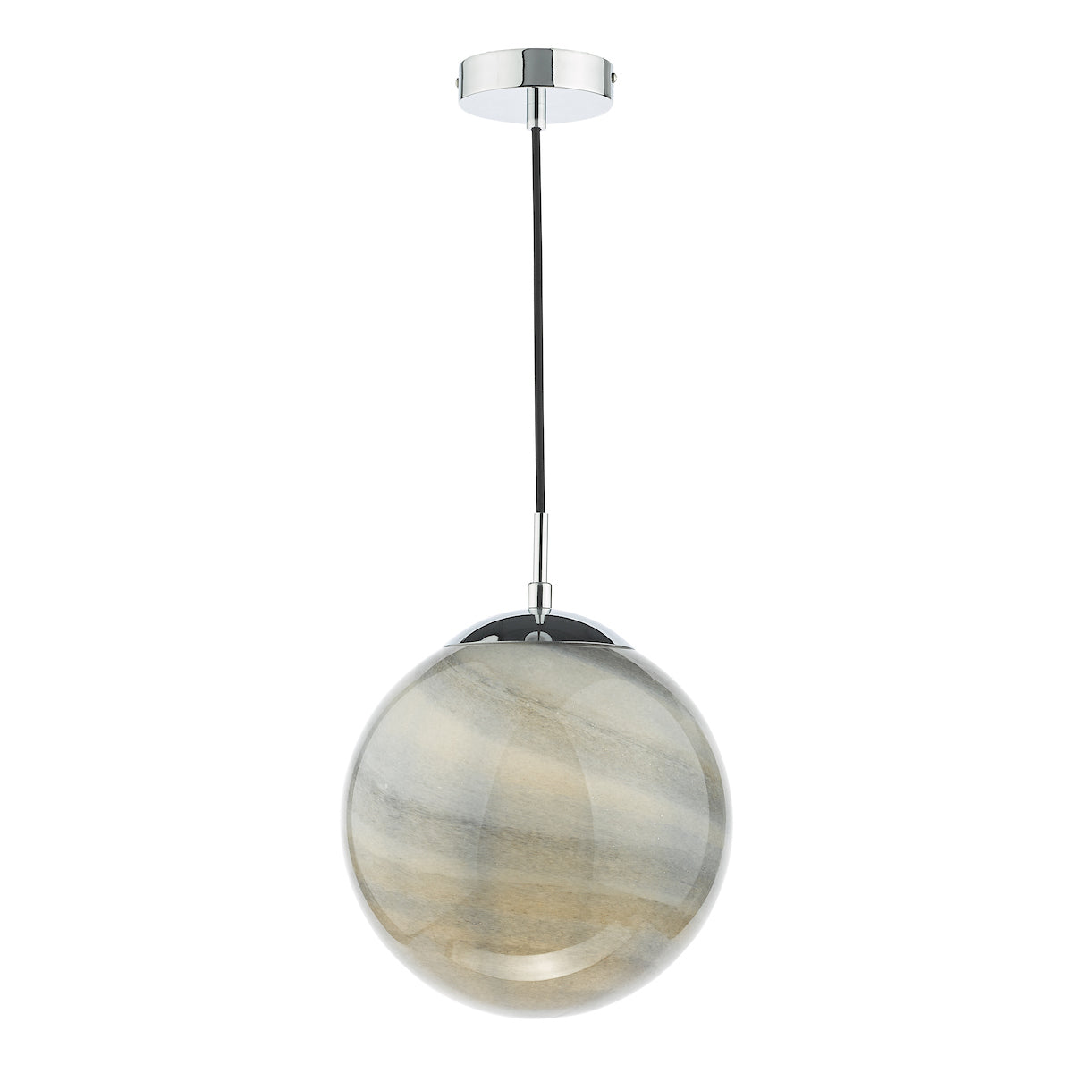 Dar Saturn Pendant Planet Style Glass and Polished Chrome – from Amos Lighting + Home