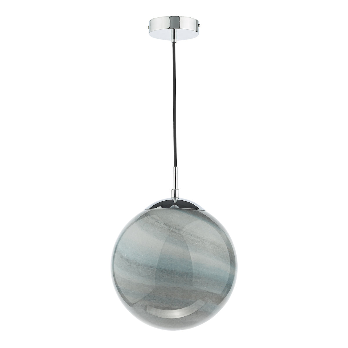 Dar Saturn Pendant Planet Style Glass and Polished Chrome – from Amos Lighting + Home