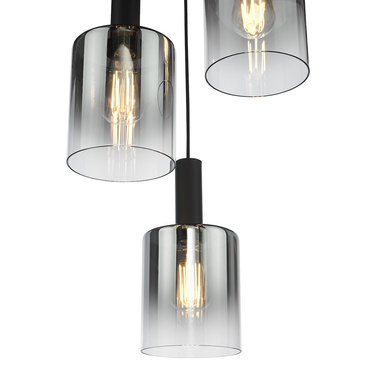 Dar Savannah 3 Light Cluster Pendant Matt Black and Smoked Glass – from Amos Lighting + Home
