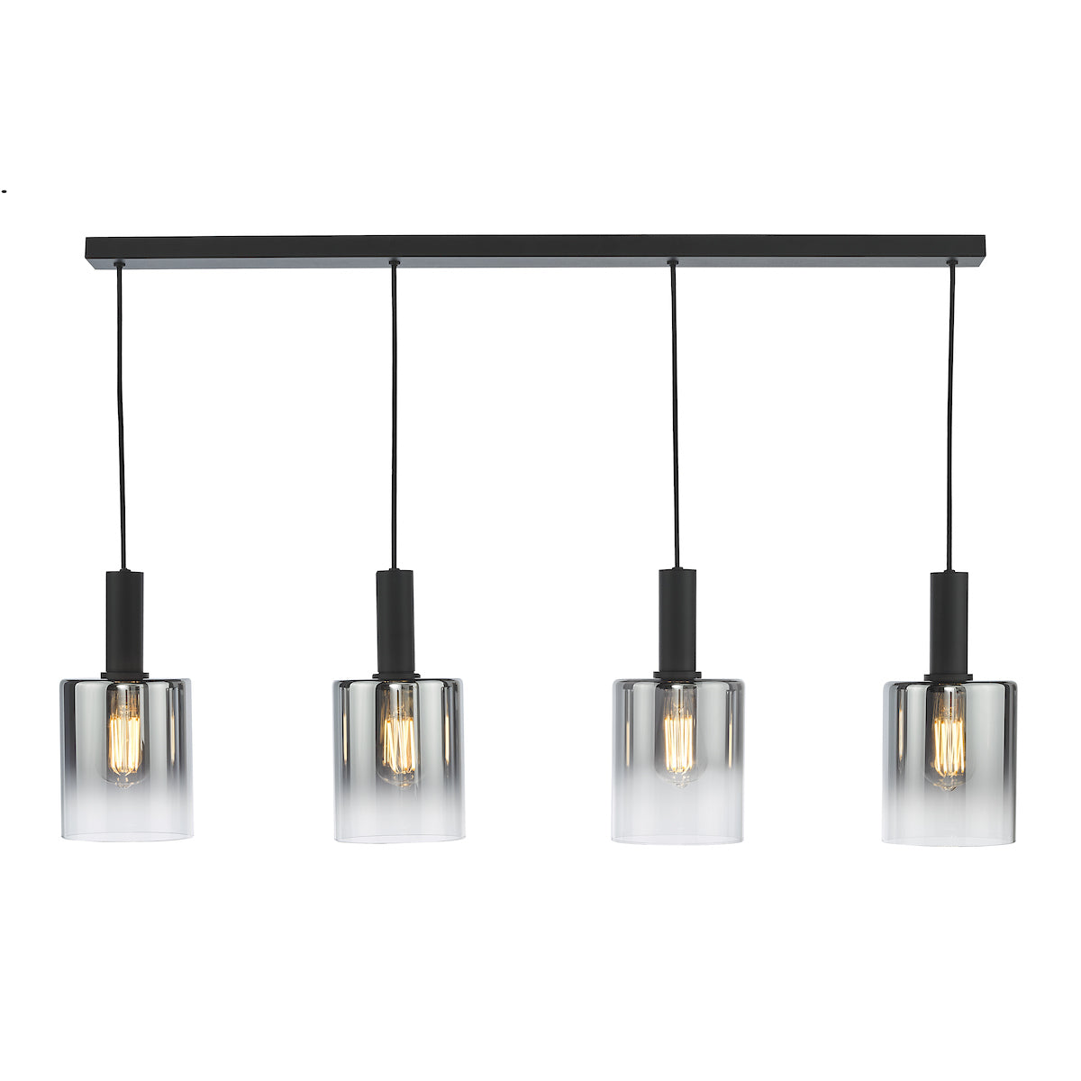 Dar Savannah 4 Light Bar Pendant Matt Black and Smoked Glass – from Amos Lighting + Home