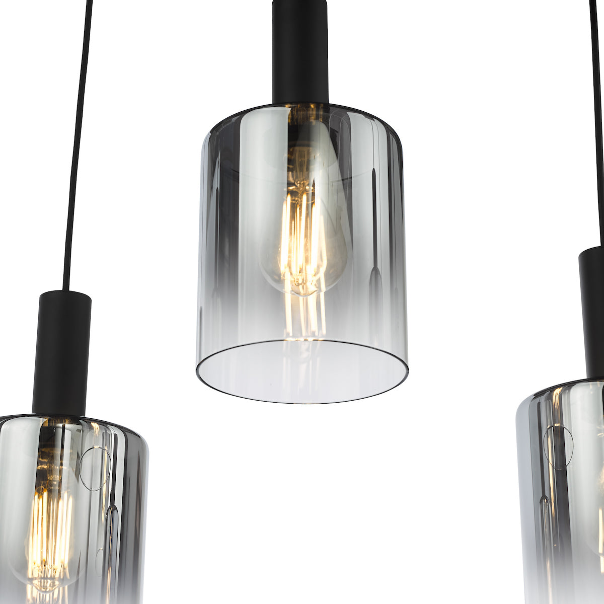 Dar Savannah 6 Light Bar Pendant Matt Black and Smoked Glass – from Amos Lighting + Home