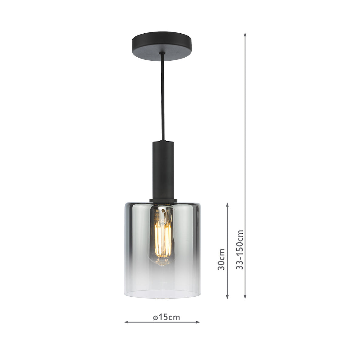 Dar Savannah Pendant Matt Black and Smoked Glass – from Amos Lighting + Home
