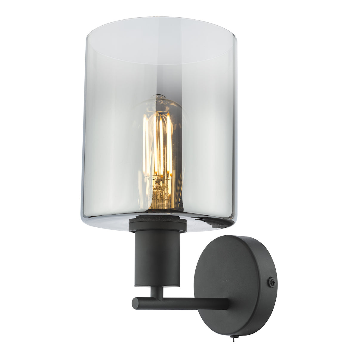 Dar Savannah Wall Light Matt Black and Smoked Glass – from Amos Lighting + Home