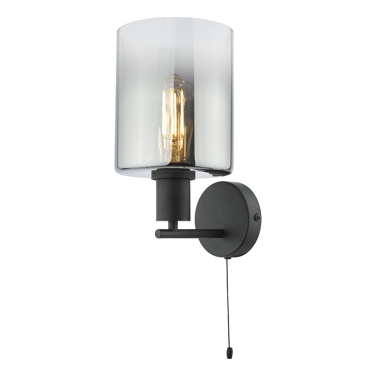 Dar Savannah Wall Light Matt Black and Smoked Glass – from Amos Lighting + Home