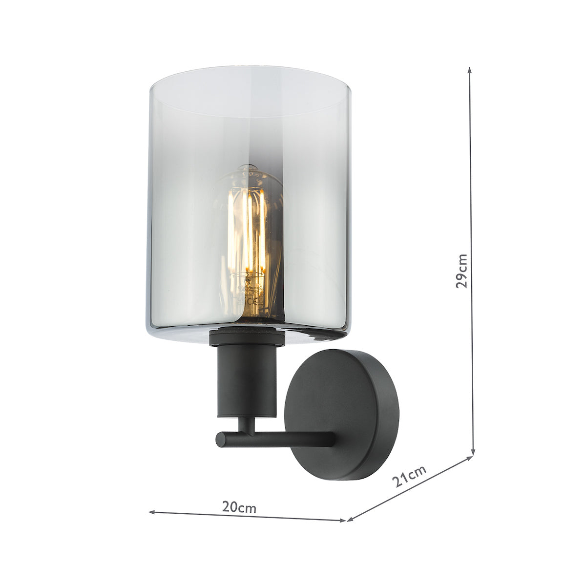 Dar Savannah Wall Light Matt Black and Smoked Glass – from Amos Lighting + Home