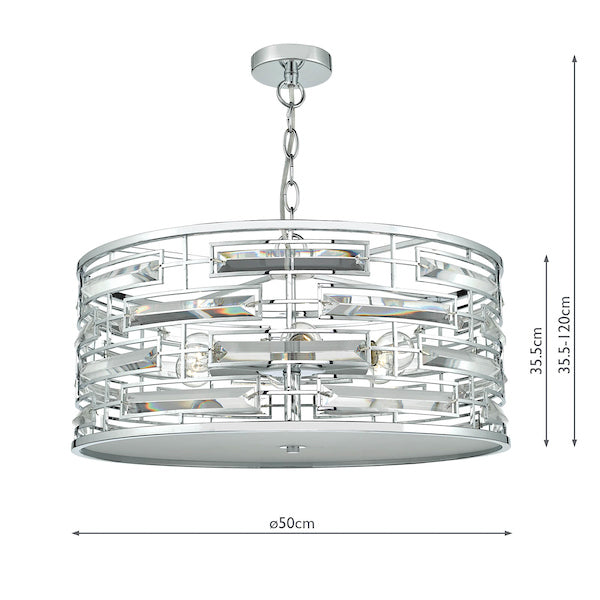 Dar Seville 6 Light Pendant Crystal Polished Chrome – from Amos Lighting + Home