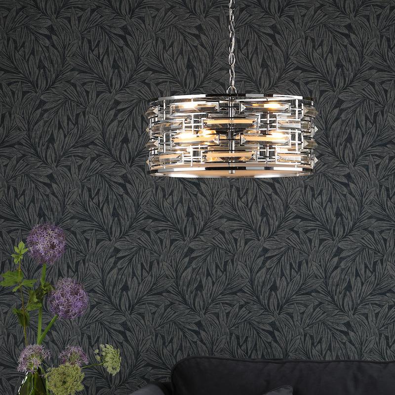 Dar Seville 6 Light Pendant Crystal Polished Chrome – from Amos Lighting + Home