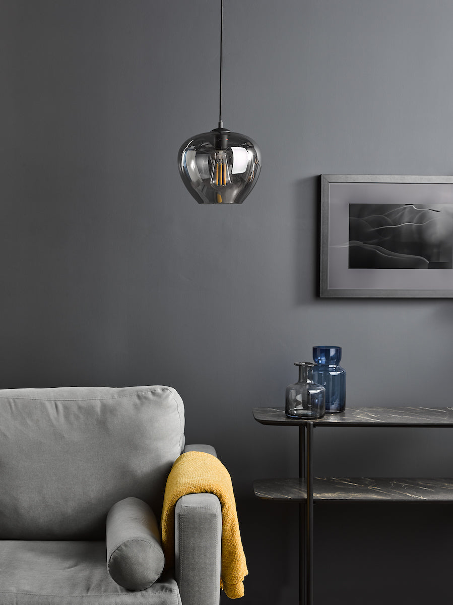 Dar Shilah Pendant Matt Black and Smoked Glass – from Amos Lighting + Home