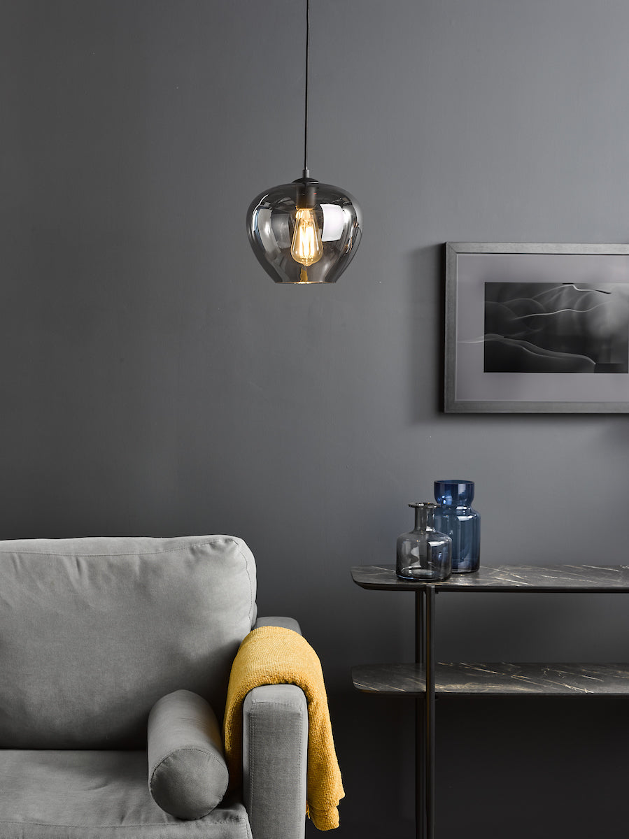 Dar Shilah Pendant Matt Black and Smoked Glass – from Amos Lighting + Home