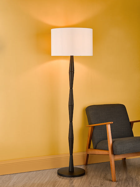Dar Sierra Floor Lamp Black Wood with Shade – from Amos Lighting + Home