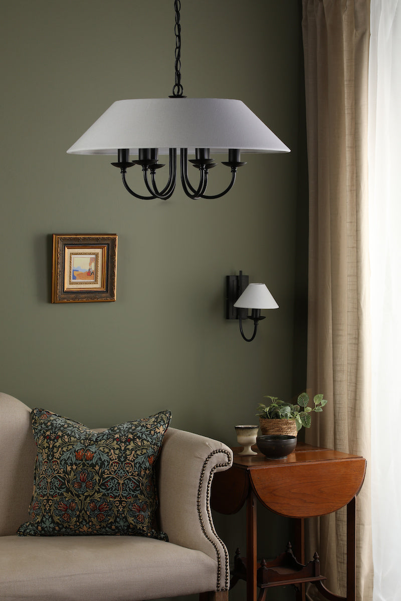 Dar Sivan 6 Light Pendant Matt Black With Shade – from Amos Lighting + Home