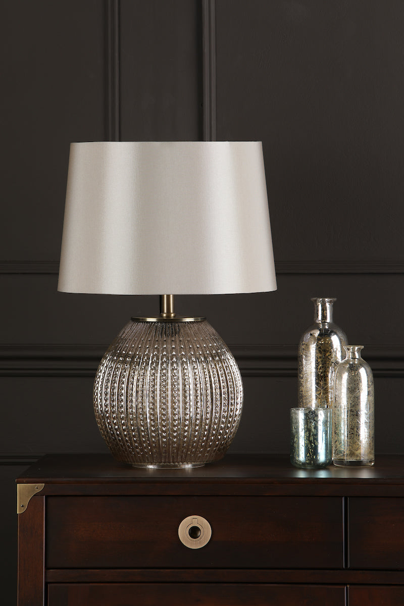 Dar Sonia Table Lamp Antique Silver with Shade – from Amos Lighting + Home