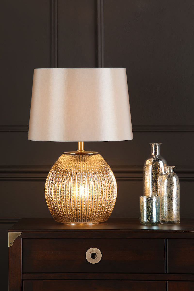 Dar Sonia Table Lamp Antique Silver with Shade – from Amos Lighting + Home