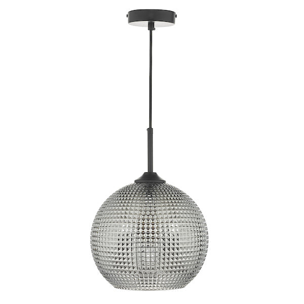 Dar Soren Pendant Black And Smoked Textured Glass – from Amos Lighting + Home