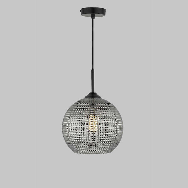 Dar Soren Pendant Black And Smoked Textured Glass – from Amos Lighting + Home