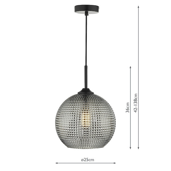 Dar Soren Pendant Black And Smoked Textured Glass – from Amos Lighting + Home