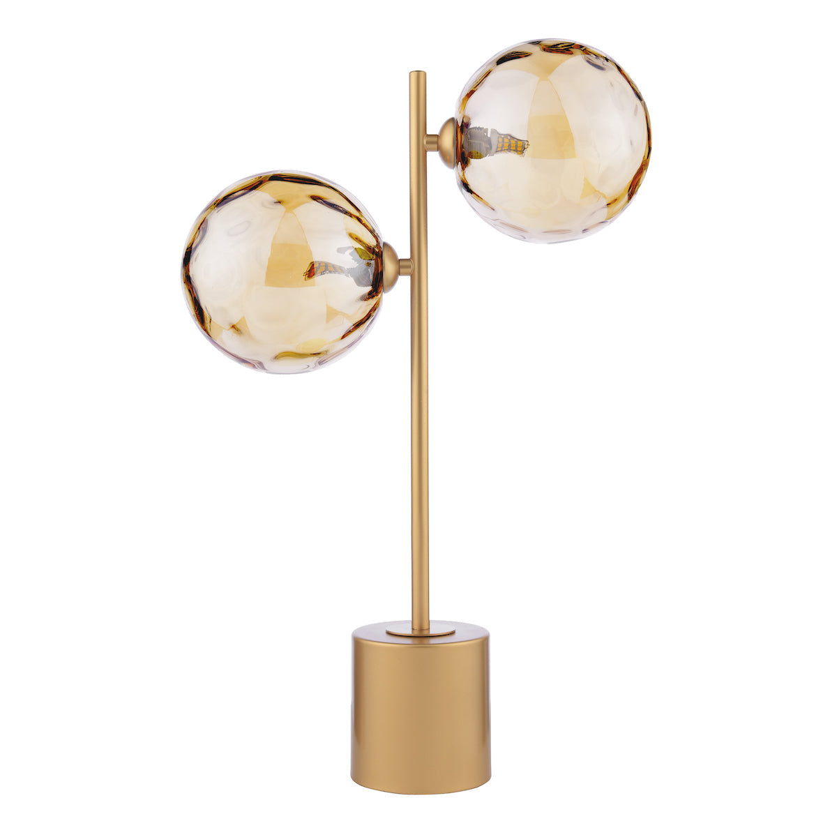 Dar Spiral 2 Light Table Lamp Matt Gold & Champagne Dimpled Glass from Amos Lighting + Home